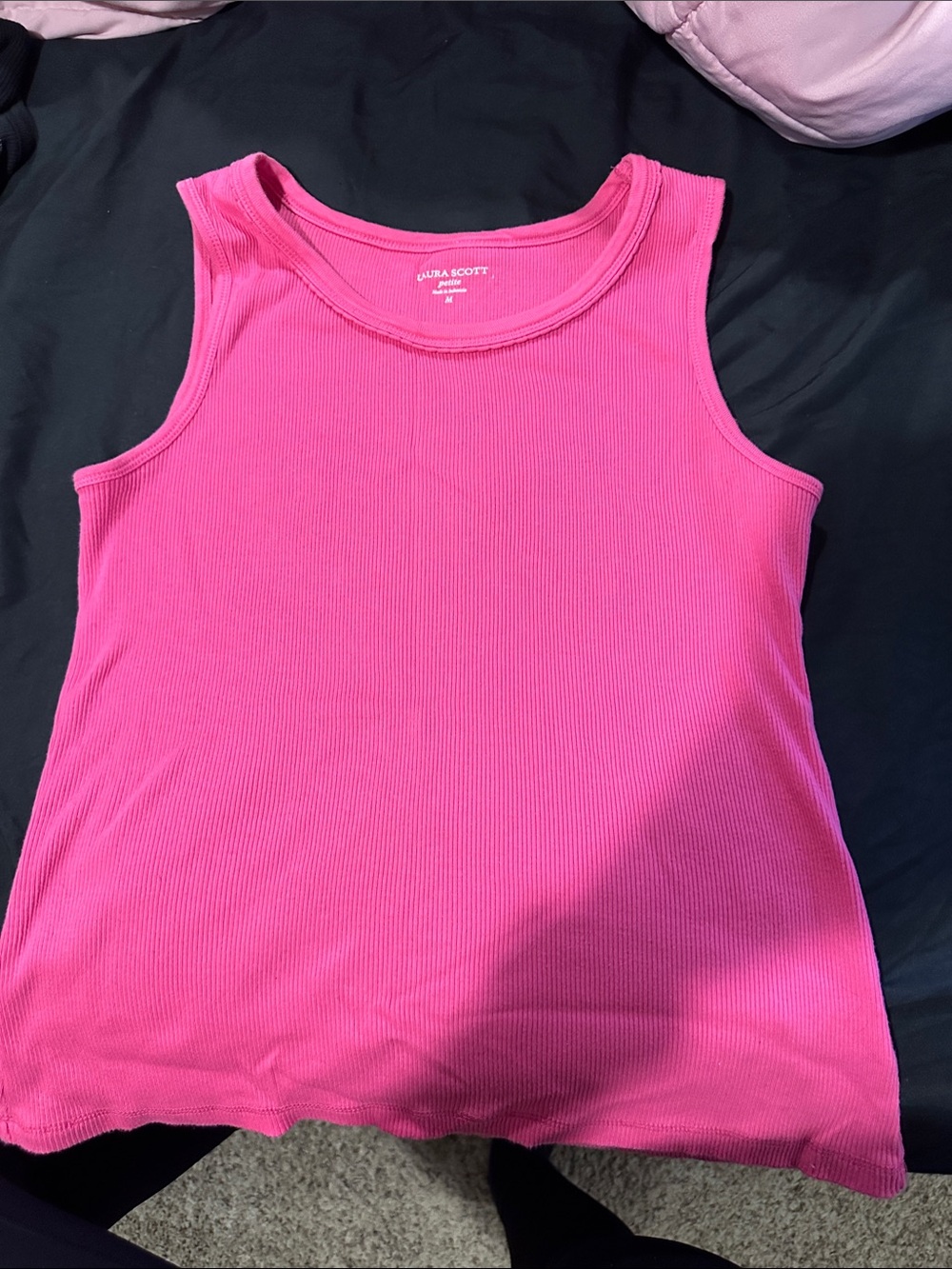 Laura Scott Bright Pink Ribbed Tank Top